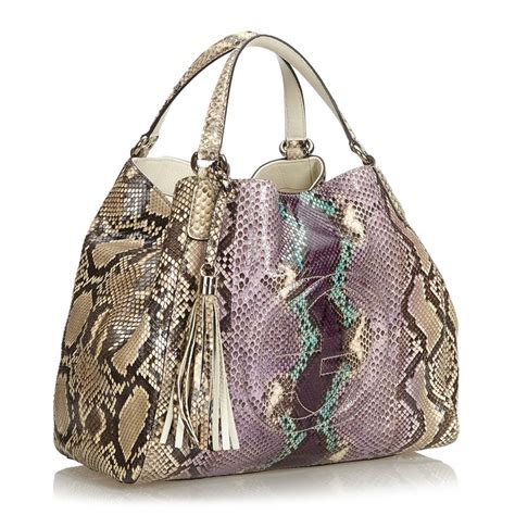 gucci brown python and woven leather|gucci python handbags.